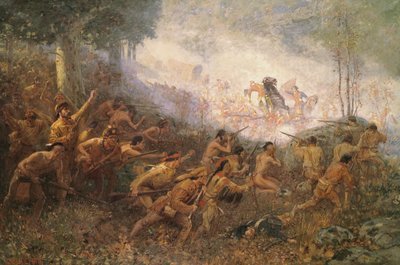 The Shooting of General Braddock at Fort Duquesne, Pittsburgh, 1755 by Edwin Willard Deming